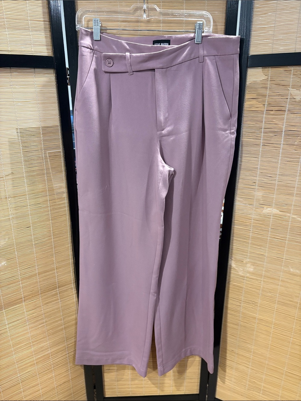Steve Maddeb Dusty Mauve Wide-Leg Pleated Trousers